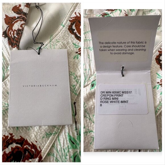 Victoria Beckham SS17 Rose Crepon D‑Ring Mini Dress UK8 US4, NWT - Picture 5 of 16